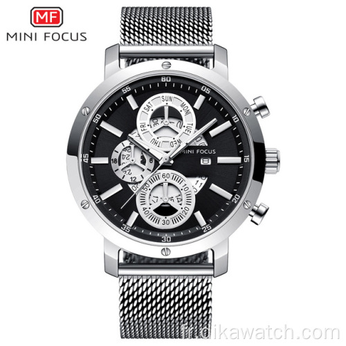 MINIFOCUS hommes de luxe maille bracelet affaires montres à Quartz Top marque militaire Sport montre-bracelet homme Relogio Masculino horloge 0190